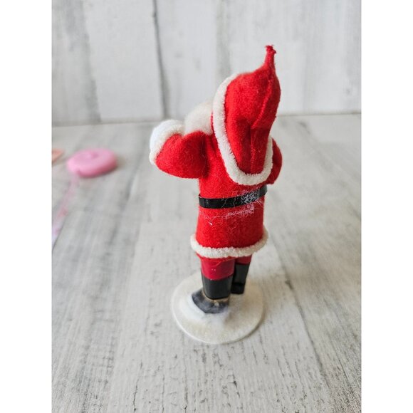 Antique putz Santa Bell candle mini plastic felt decor sparkle shabby chic Xmas - Picture 4 of 9